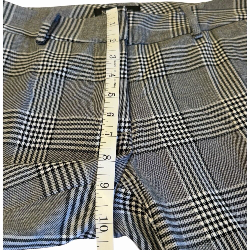Plaid Slim Fit Trousers Tailored Mid Rise Minimalist Size 0 Gray Officewear - Picture 6 of 16